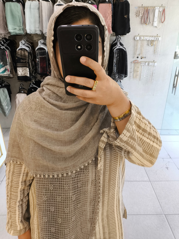 شال نخ ابریشم دستک دانتل ابریشمی دور عدسی