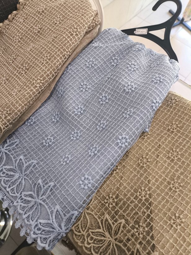 شال نخ ابریشم دستک دانتل ابریشمی دور عدسی