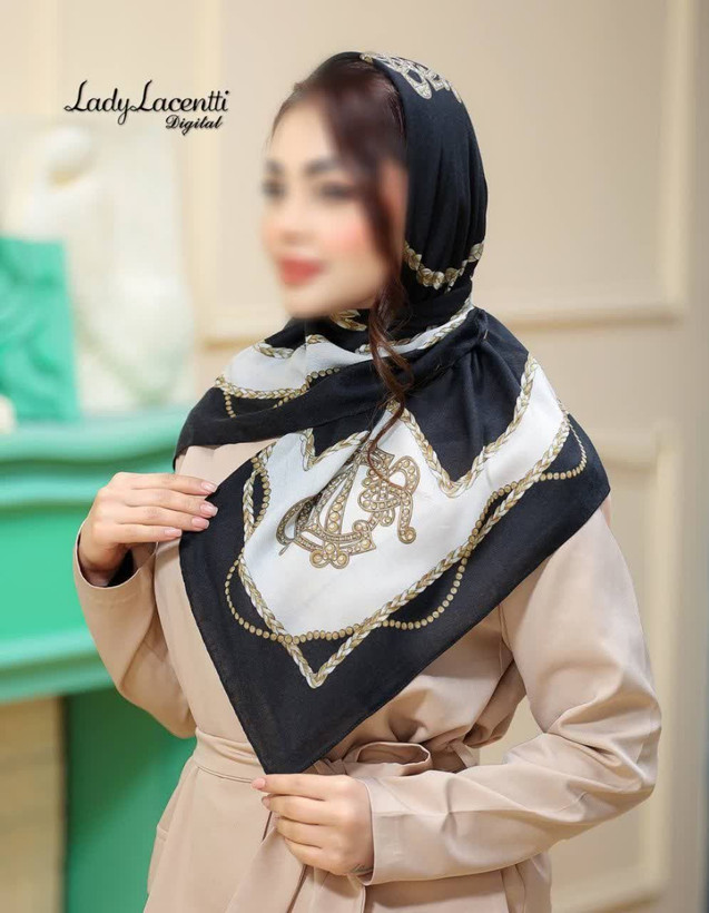 روسری قواره ۱۰۰ مجلسی طرحدار نخی(سیااسکارف)