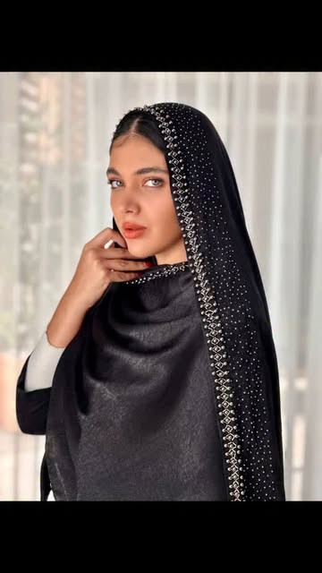 شال مشکی کوپرا مروارید دوری محرم